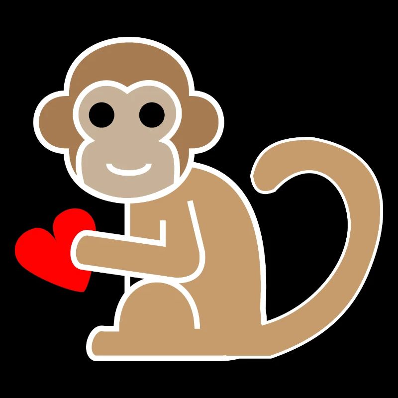 Affe Herz Tierliebe Geschenk Süß Äffchen Primat
