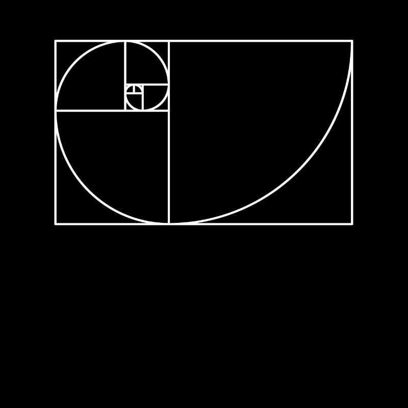 Fibonacci Spirale - goldener Schnitt in weiß
