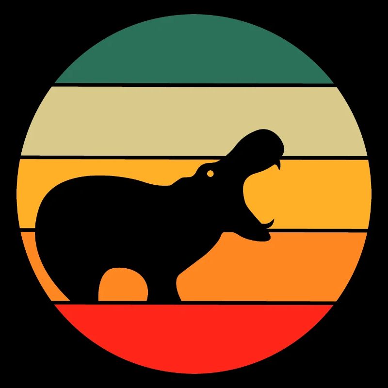 Retro Hippo Hippopotamus