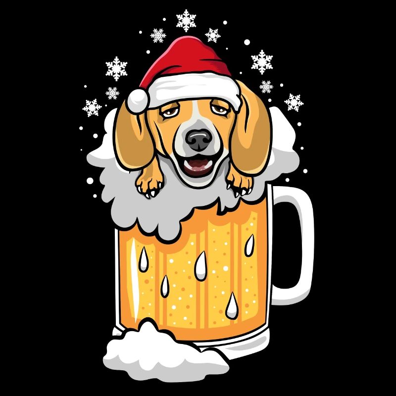 Beer Beagle Drunk Winter Christmas
