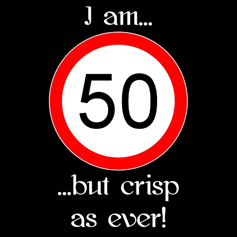 50 years but crisp script white