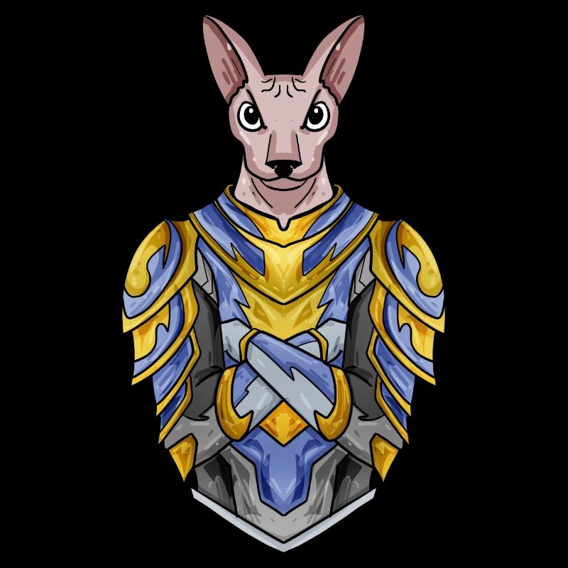 Chevalier Chat Chat Race Sphynx avec Armure