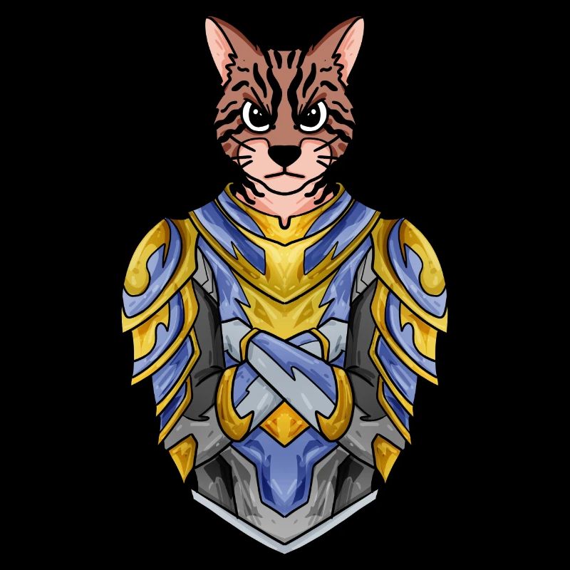 Chevalier Chat Chat Race Bengale Chat avec Armure