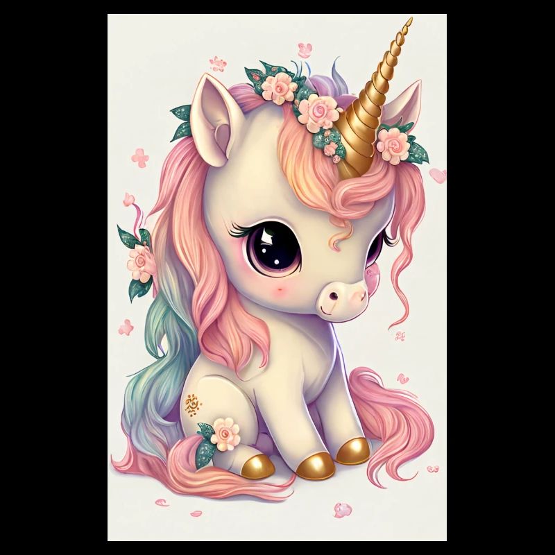 Bébé licorne en fleur