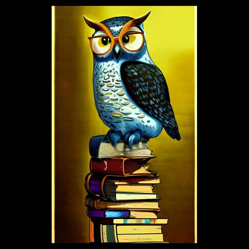 Comic Cartoon Cute Book Owl Owl Book Stack