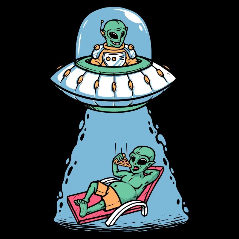 Alien eating pizza
