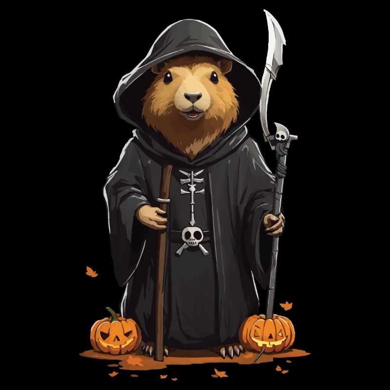 Drôle d’Halloween Capybara Grim Reaper Design