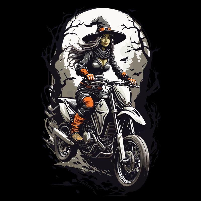 Coole Hexen Biker Motorrad Halloween auf Rädern