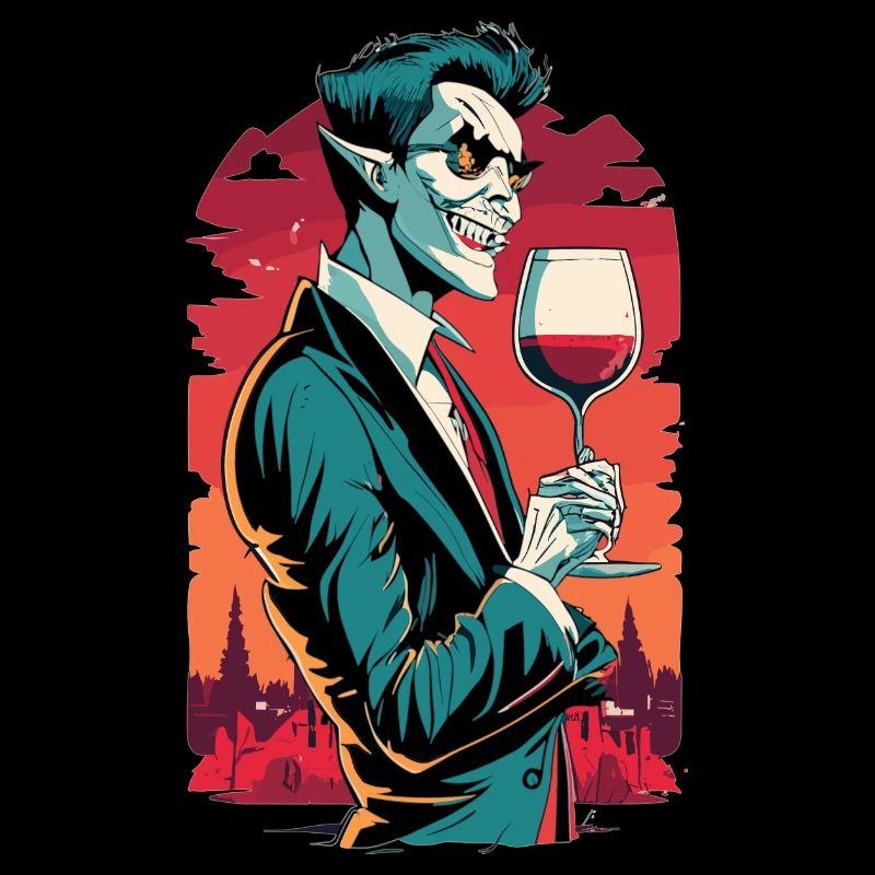 Vampire effrayant avec vin rouge Halloween