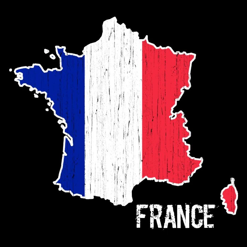 France Flag Map Outline