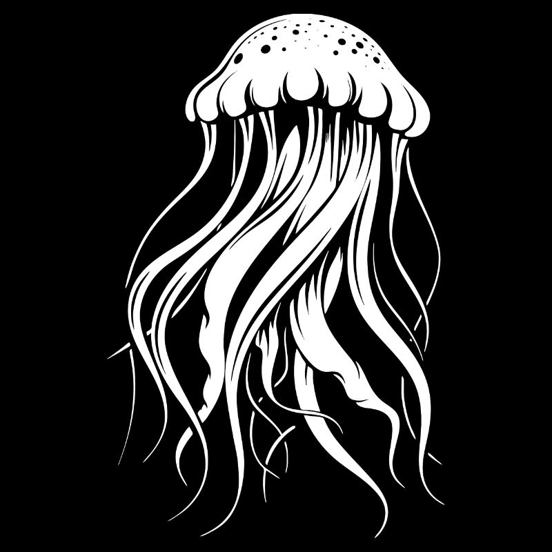 Jellyfish with tentacles, sea creatures