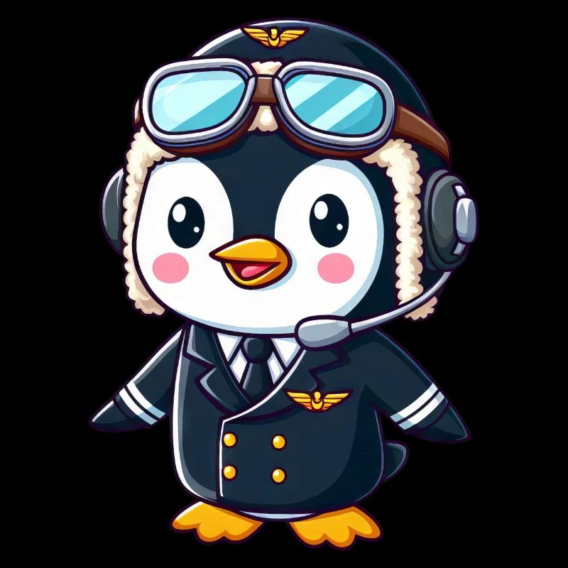 Lustiger Pinguin Pilot Flugschein Flugzeug Cartoon