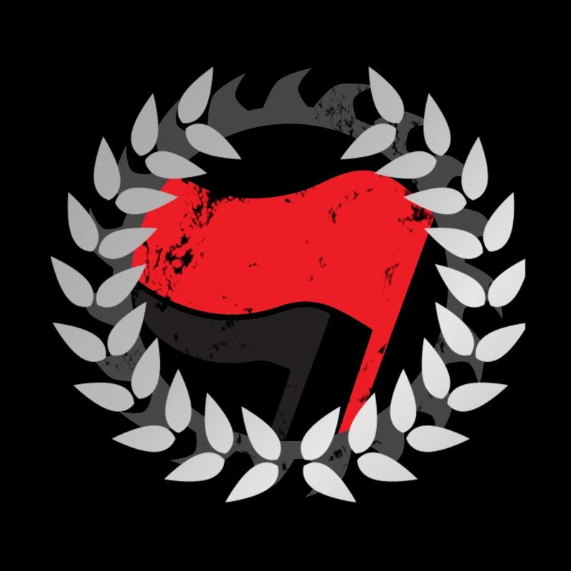 ANTIFA FLAG WREATH FRAME FLAG SAW BLADE