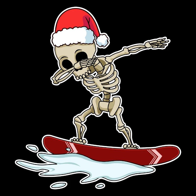 skeleton christmas snowboard human under