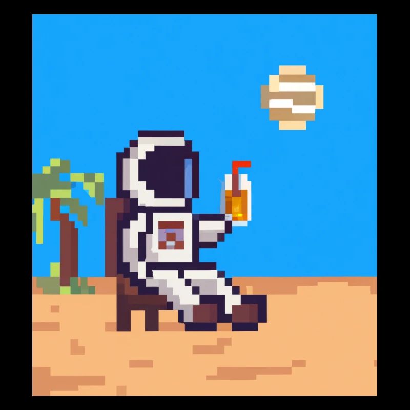 Astronaut im Urlaub Pixelart