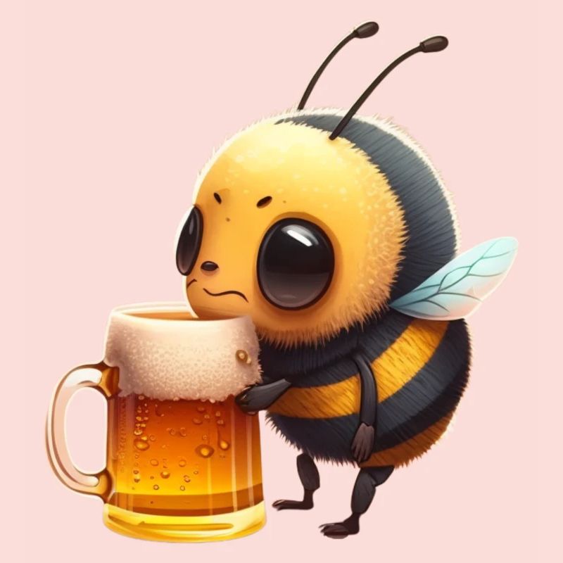 Little bee drinks a big beer