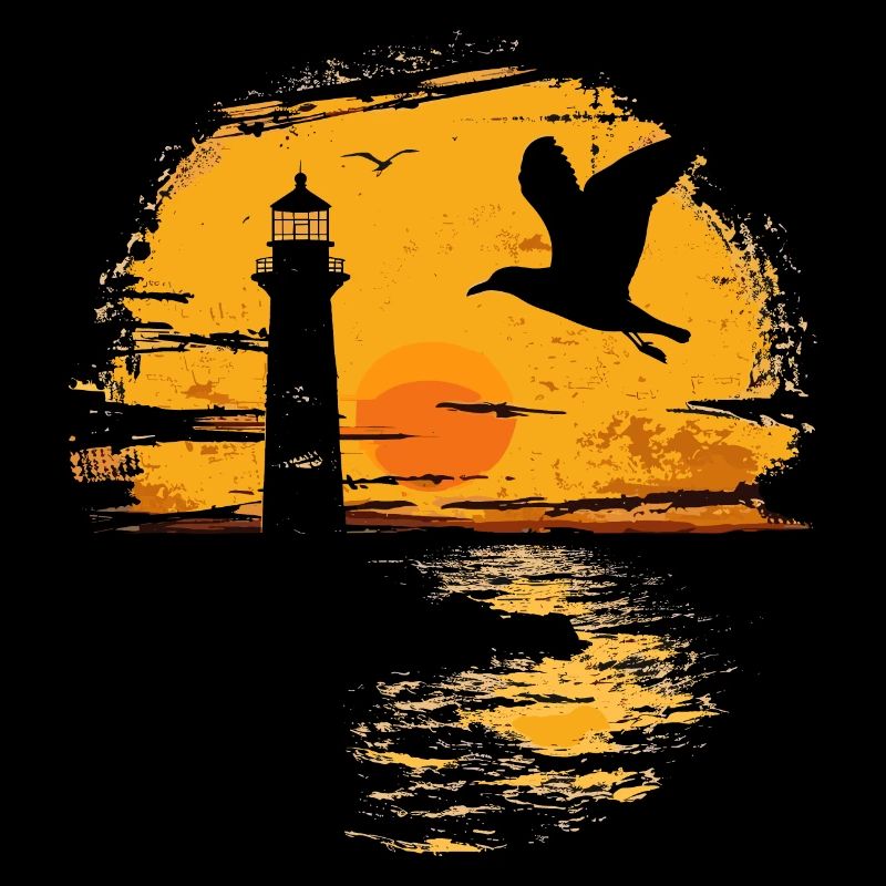 Mouette Oiseau De Mer Phare Coucher De Soleil