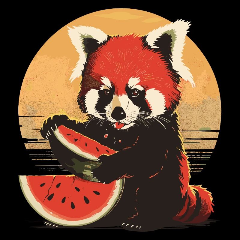 Red Panda Cat Bear Red Panda Watermelon Cool