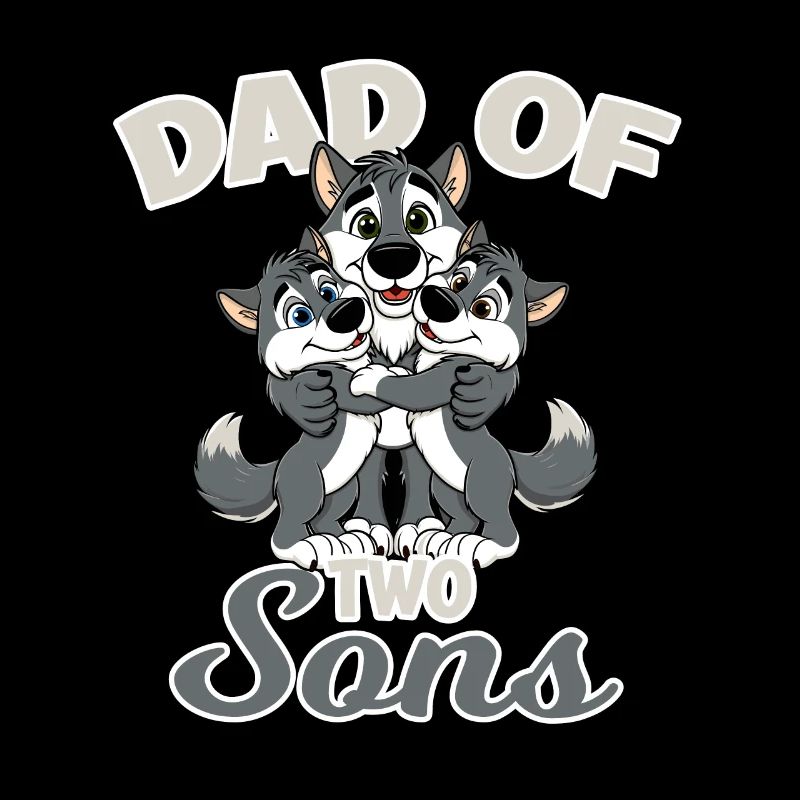 Starker Wolf mit Wolfs Kind für einen Papa