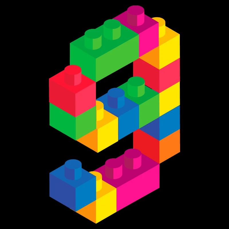 Bâtiment Cute Block 9TH Cadeau d’anniversaire 9 ans