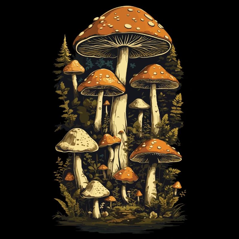 Retro Wald Pilze Ästhetik Pilz Design