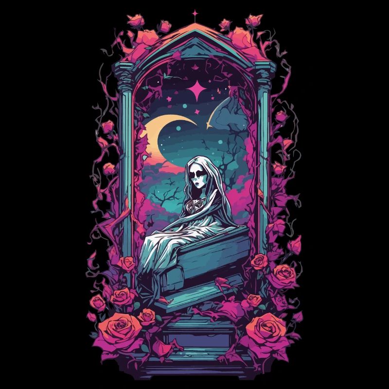Neon Gothic Cemetery Occult Design