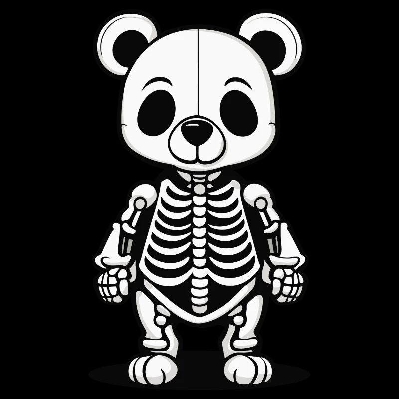 Cute Bear Skeleton Illustration