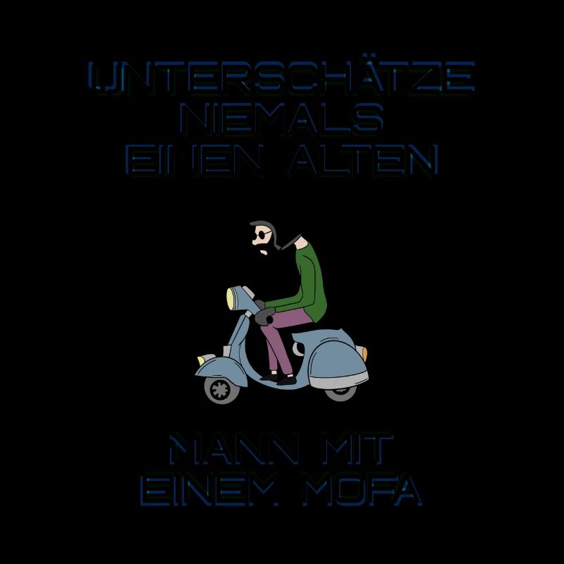 alter mann mit mofa Motorroller