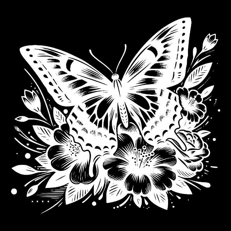 Fleurs de papillon imaginatives et insecte