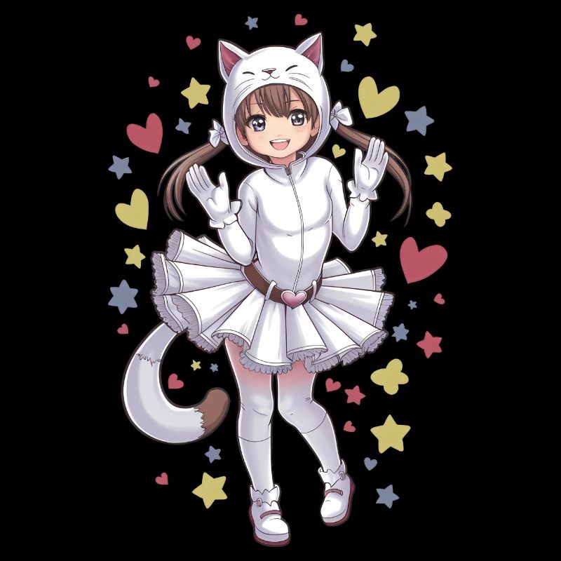 Fille d’anime dans un costume de chat