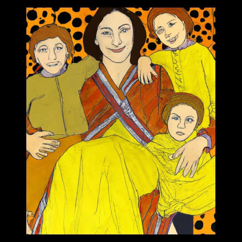 Gustav Klimt Style Portrait Einer Mama Mit Drei