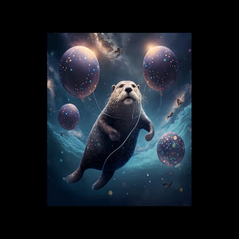 Drôle Space Otters Space Otter avec Planet
