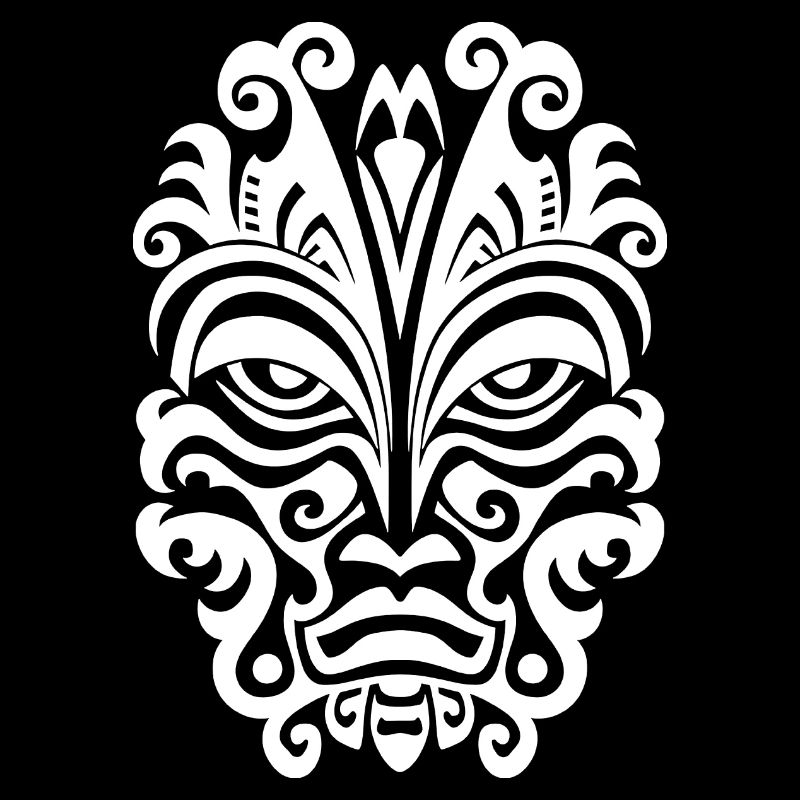 Expressive Maori tattoo design in white
