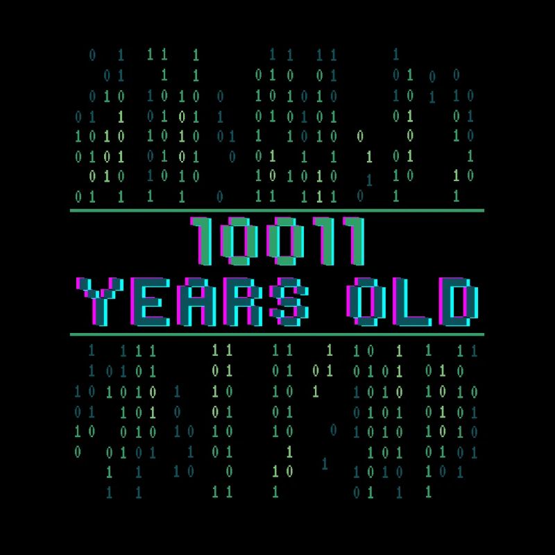 19. Geburtstag 19 Jahre alt Binärcode Informatik