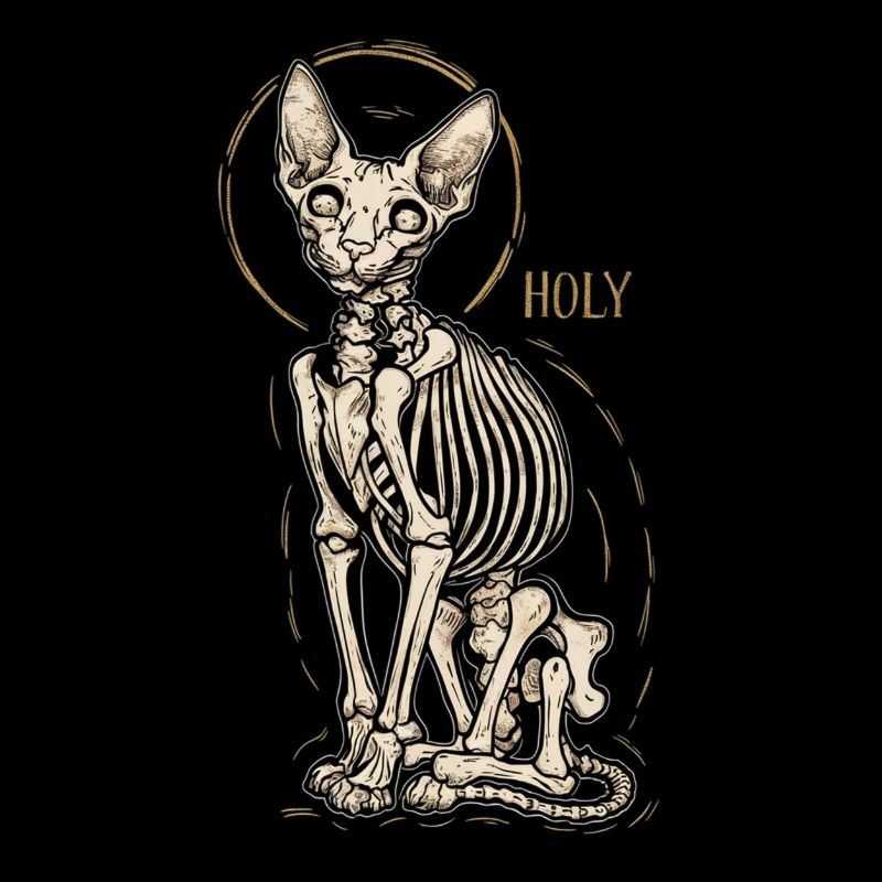 Cat Sphinx Skeleton Tattoo