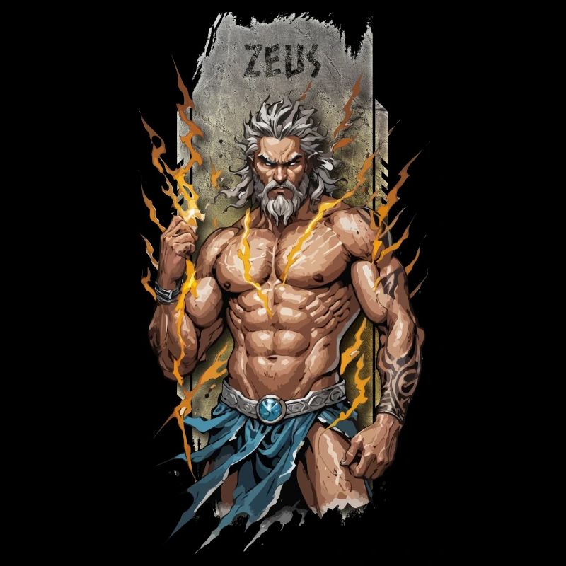 Divine Might: Zeus Wielding the Lightning Bolt