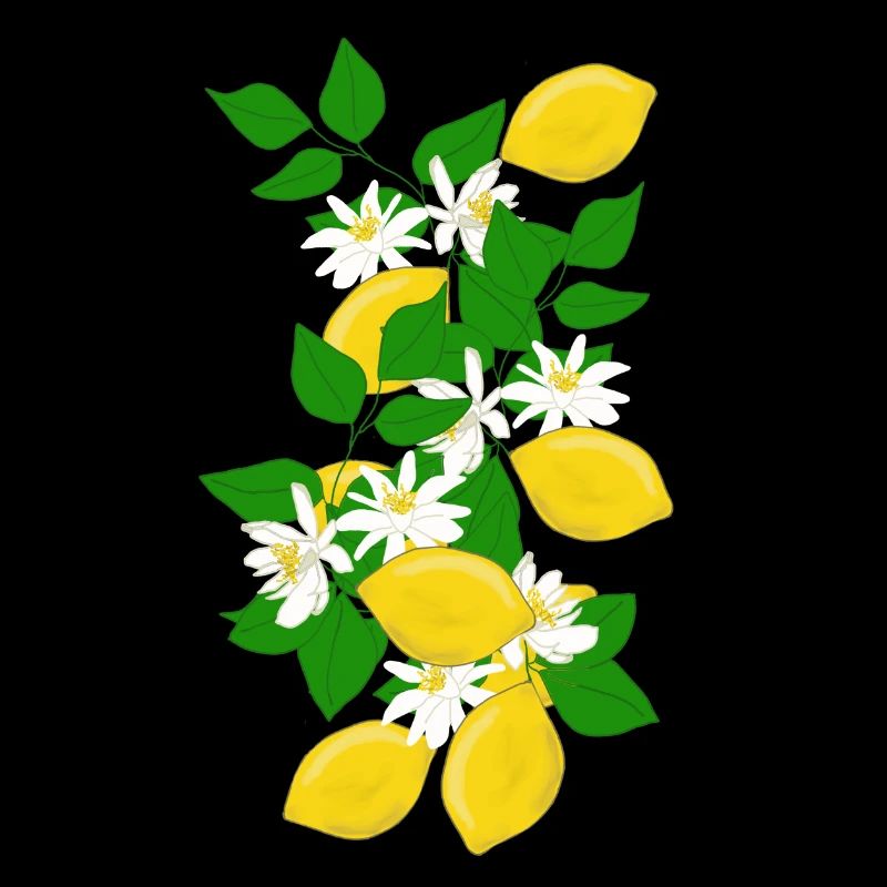 Lemons, branches, flowers