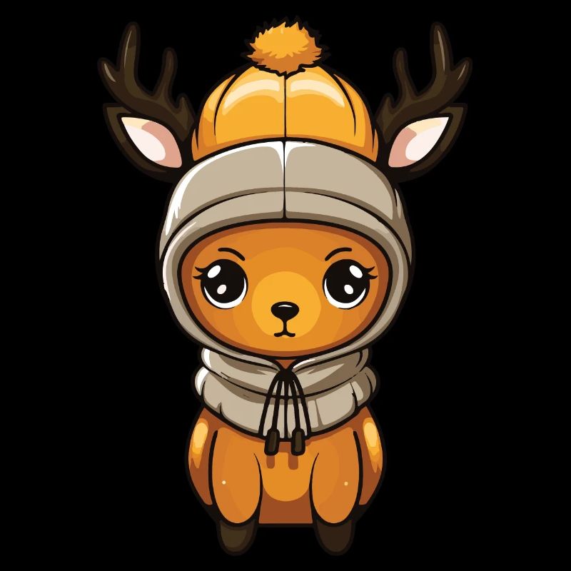 Deer Cute Comic Winter