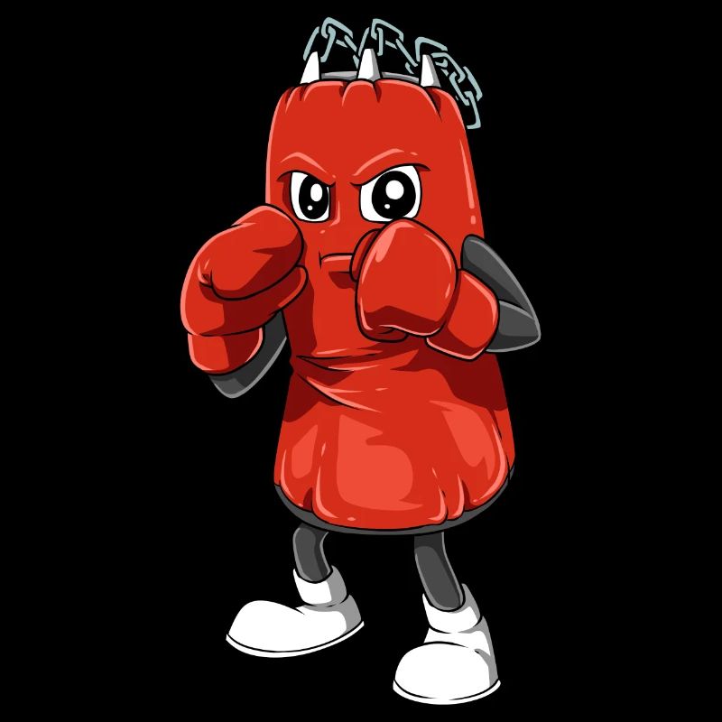 Lustiger Boxsack mit Boxhandschuhen