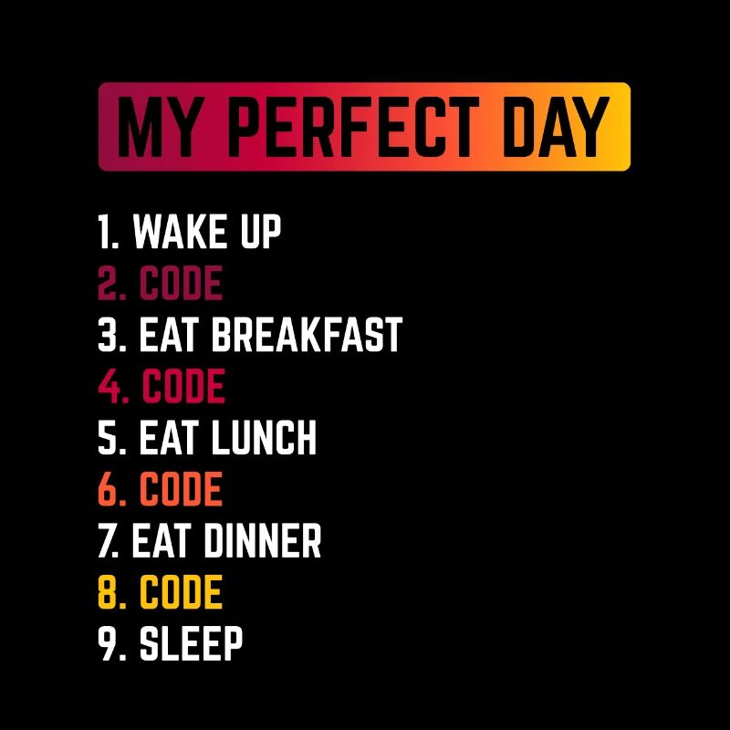 My Perfect Day Wake Up Code Software Developer Pro