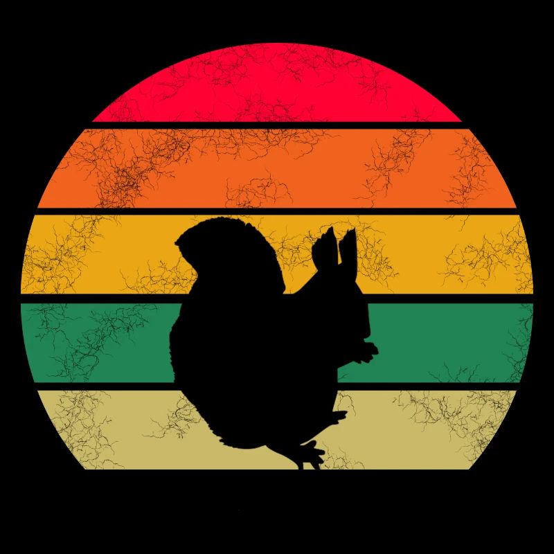 Waldbewohner Wald Tier Retro Eichhörnchen