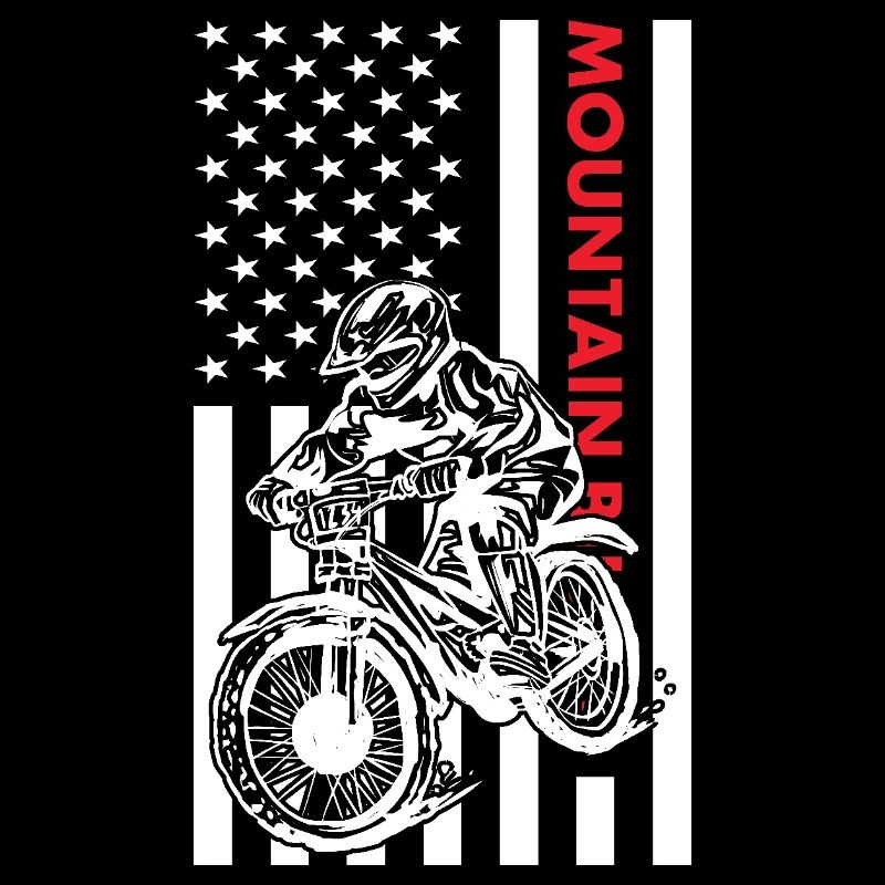 Biker Us Flag Mountain Biking