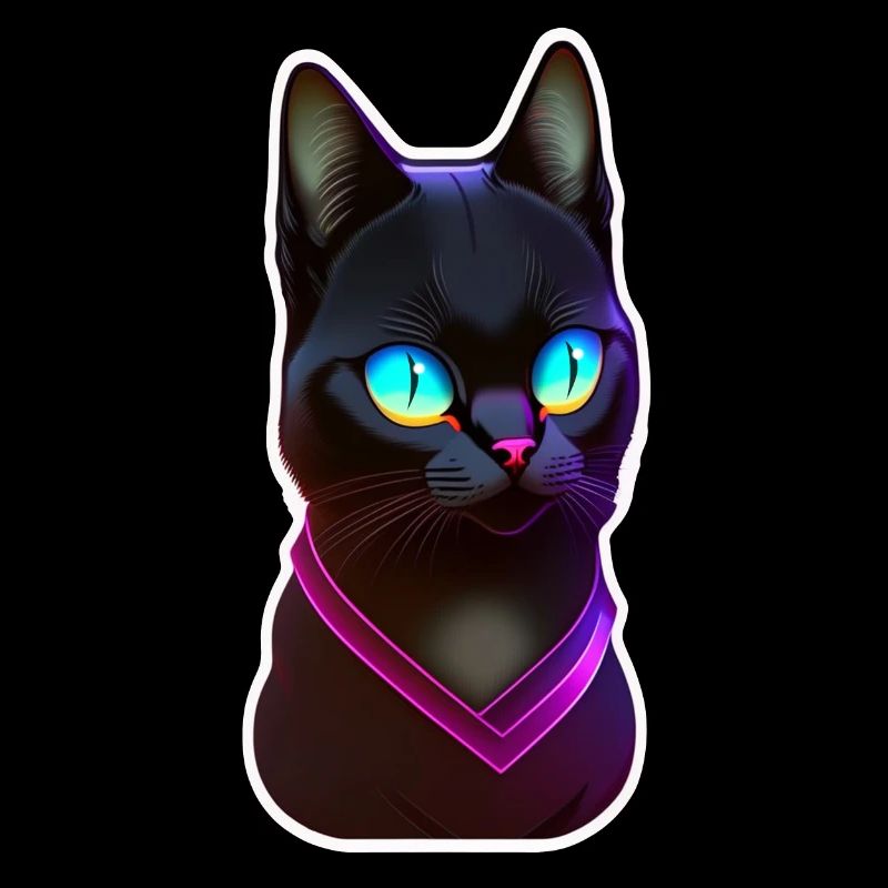 chat noir sous effet de lumière néon