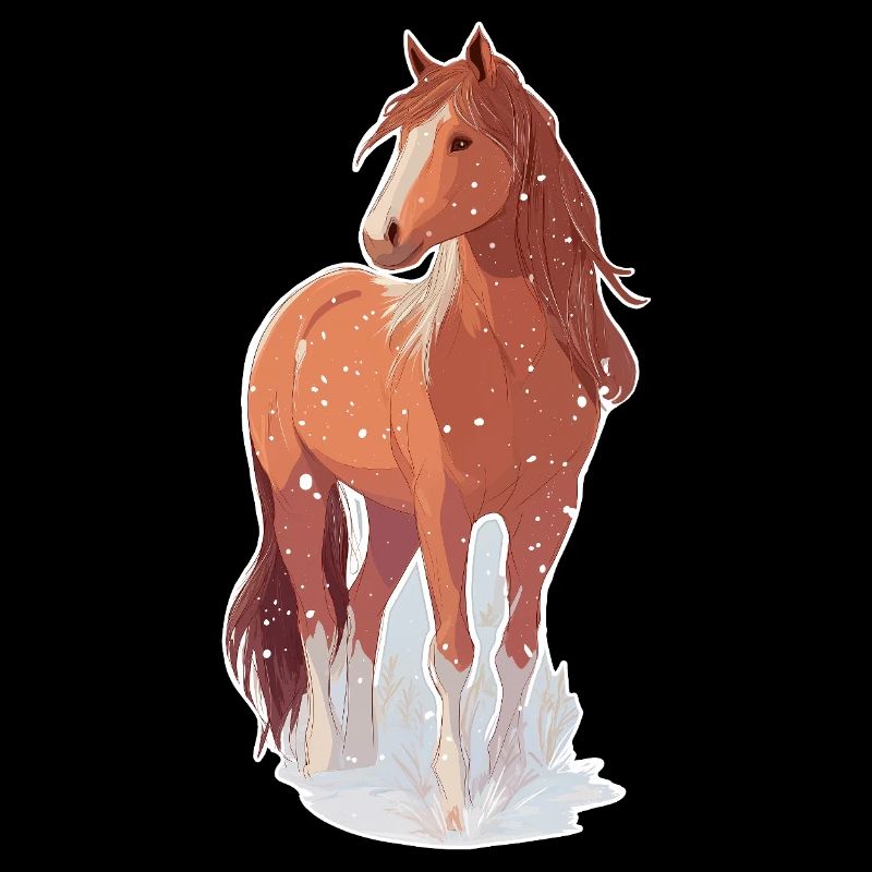 Pferd mit Schneeflocken