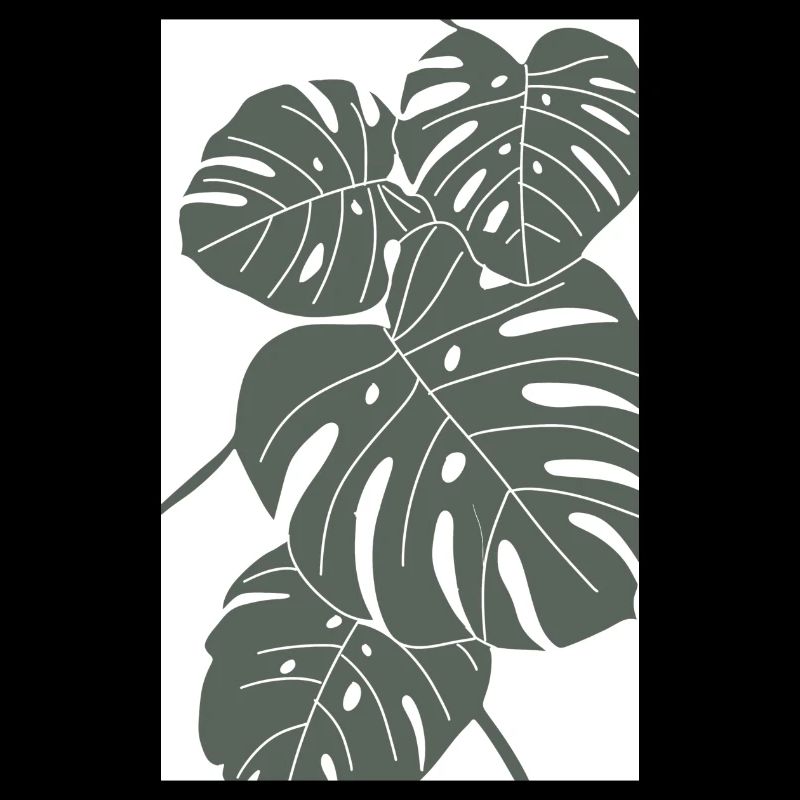 Monstera digital Art vert/blanc
