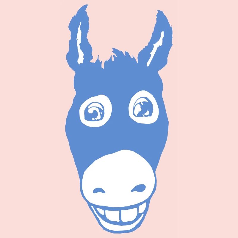 Lächelnder Esel blau