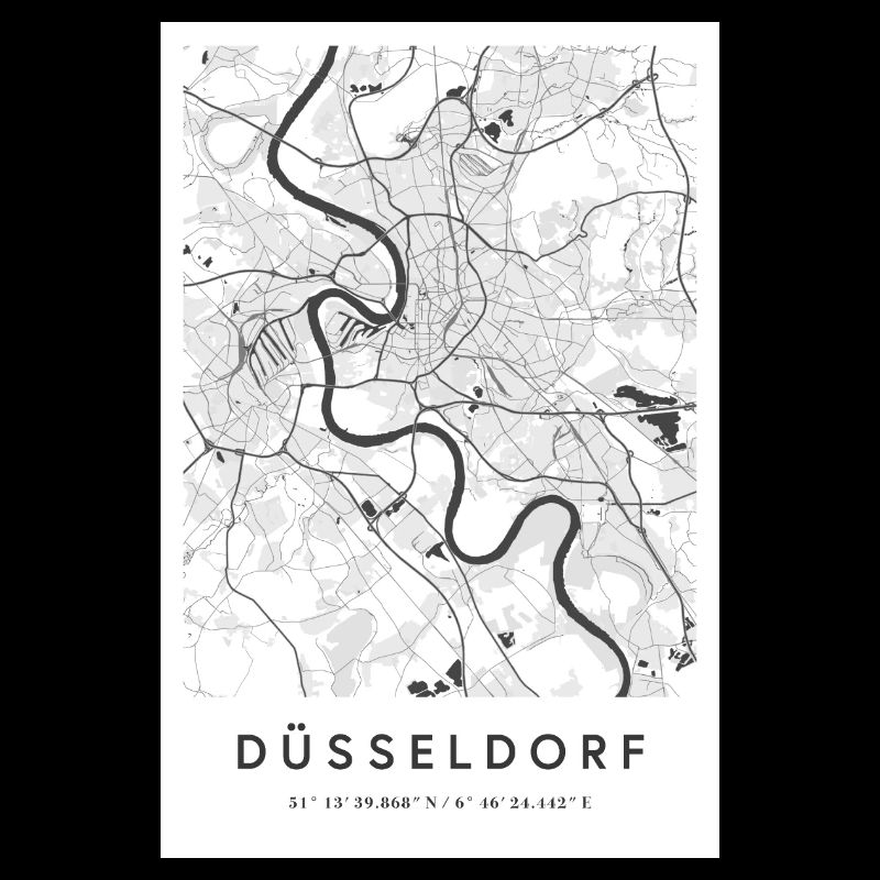Düsseldorf Map City Map Citymap Rhine Map