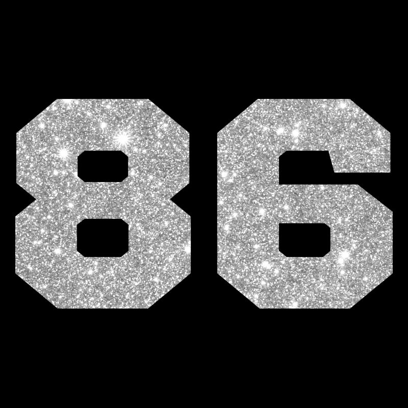 Number 86 Silver Glitter - 86th Anniversary