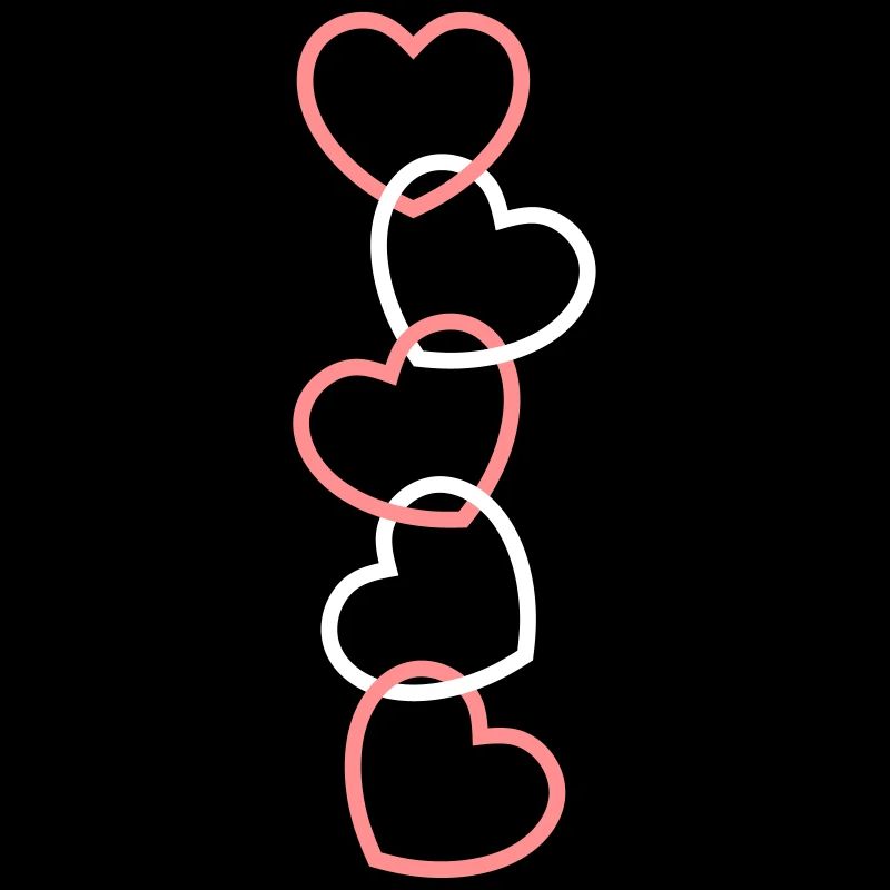 Five hearts connected as a chain