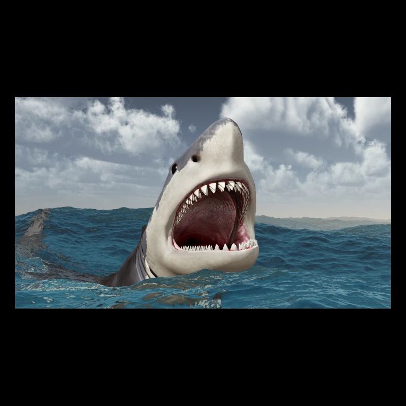 Grand requin blanc dans les mers orageuses